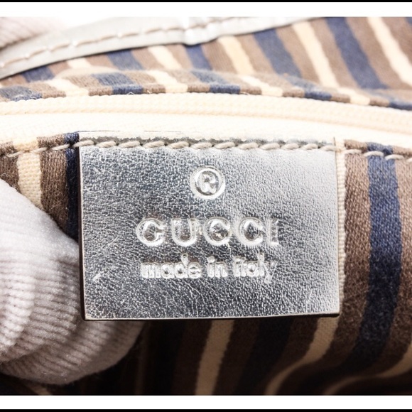 Gucci Metallic Silver GG Canvas Leather Trim Tote - Picture 6 of 8